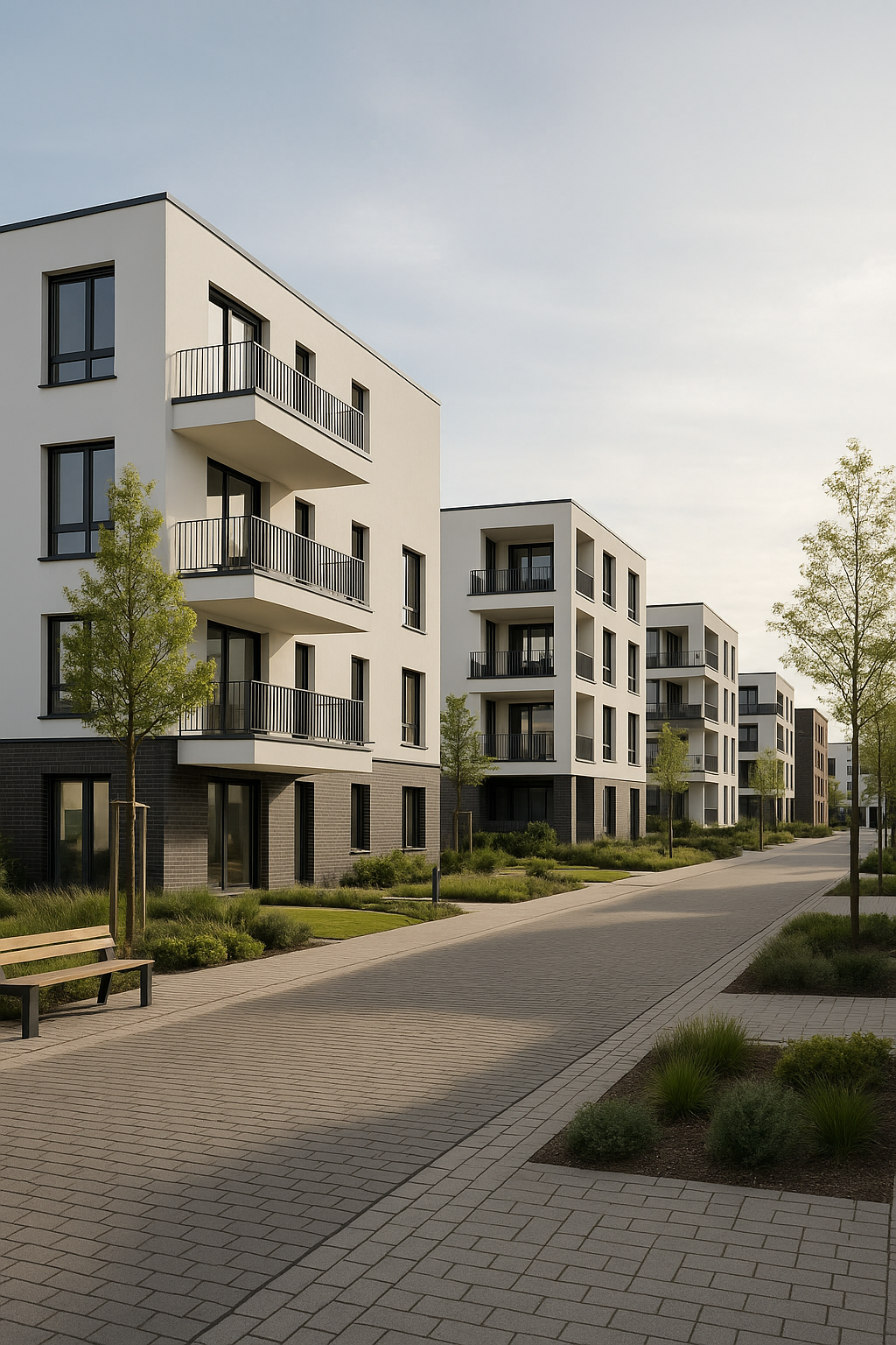 Moderne Wohnanlage mit Glasfassade