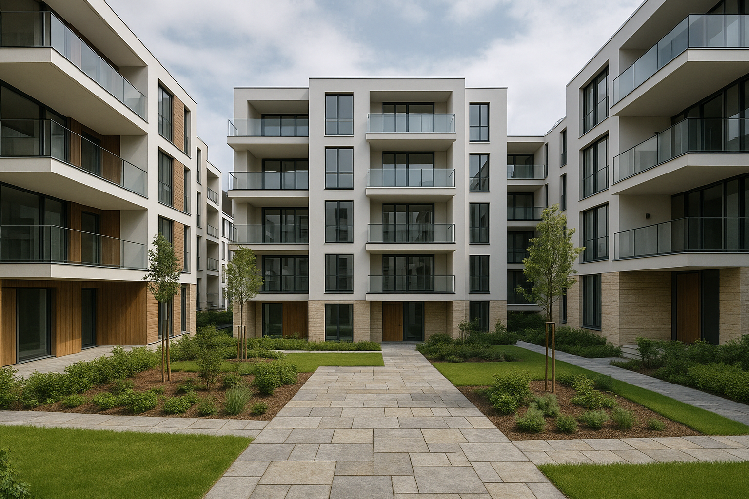 Modernes Apartmentgebäude mit Innenhof